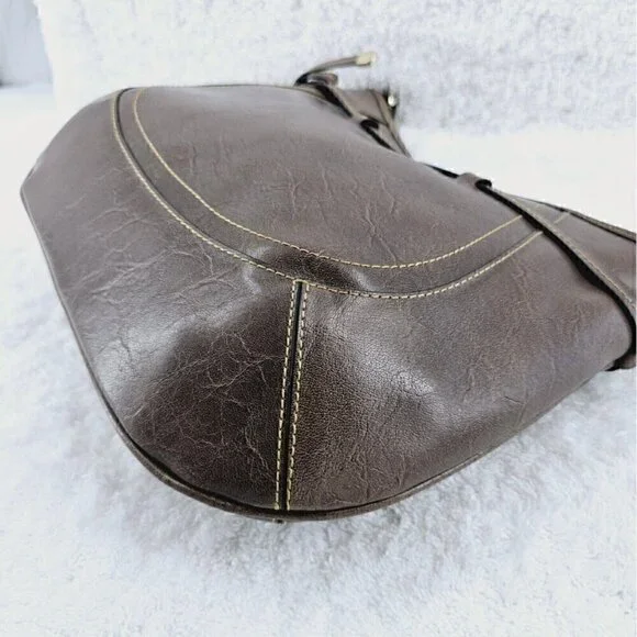 Liz Claiborne Vintage Taupe Faux Leather Hobo  Shoulder Bag - Picture 9 of 16